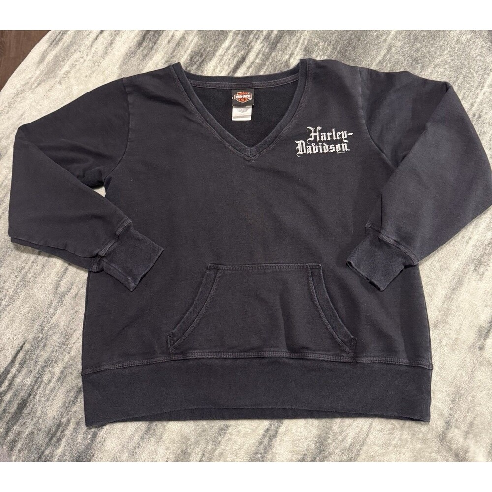2007 Harley-Davidson Black Pullover Sweatshirt Womens Large Biker Motorcycles